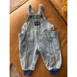 Vintage Paper Tag Made in the USA Osh Kosh overall denim jumper / 12-18